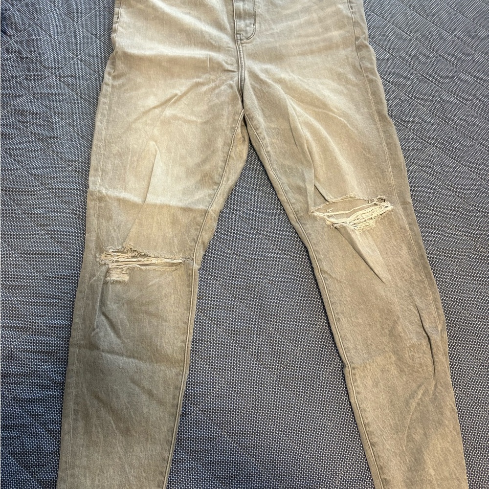 women’s Distressed Tan Jeans